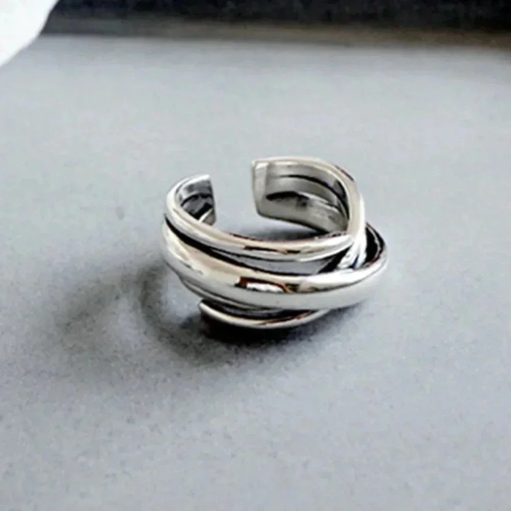 Minimalist Sterling Silver Twisted Ring Adjustable - Picture 5 of 8